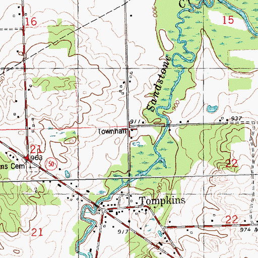 Topographic Map of Township of Tompkins, MI