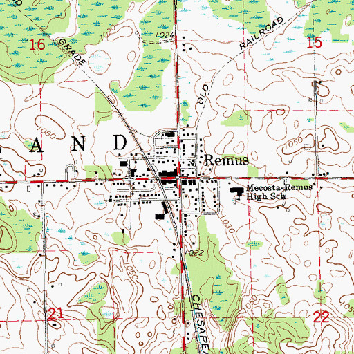 Topographic Map of Township of Wheatland, MI