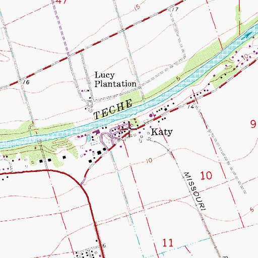 Topographic Map of Katy, LA