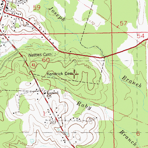 Topographic Map of Kendrick Cemetery, LA