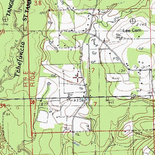 Topographic Map of Lee Chapel, LA