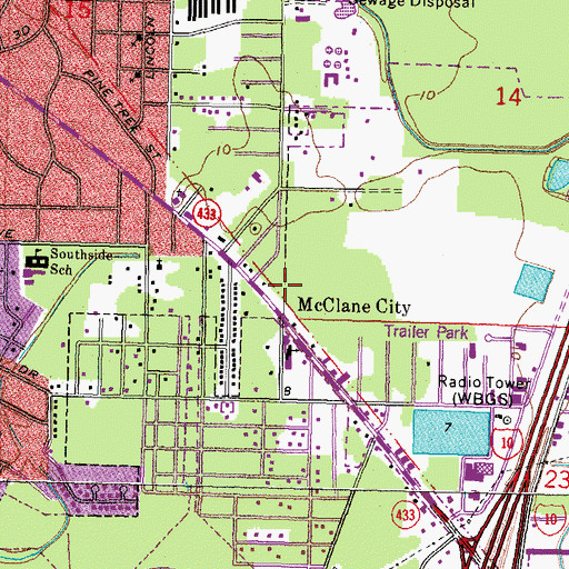 Topographic Map of McClane City, LA