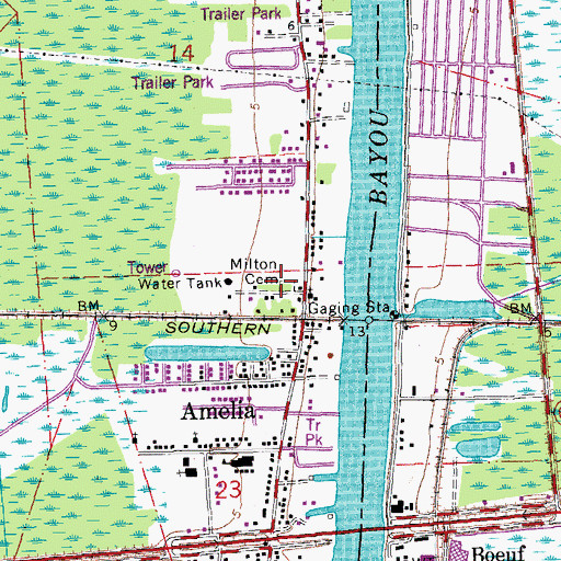 Topographic Map of Milton Cemetery, LA
