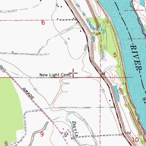 Topographic Map of New Light Cemetery, LA