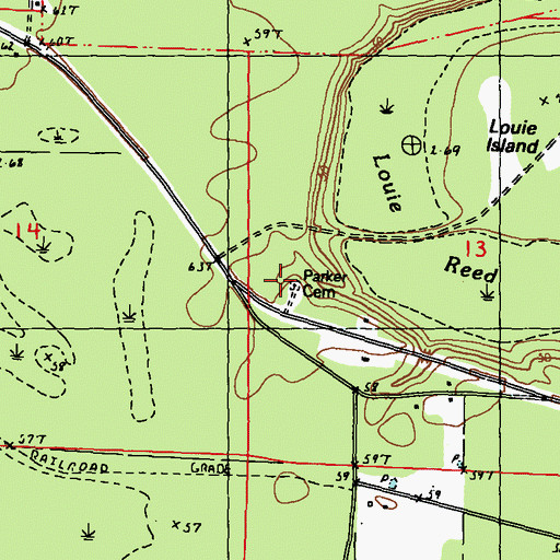 Topographic Map of Parker Cemetery, LA