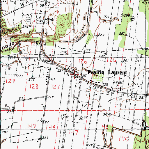 Topographic Map of Prairie Laurent, LA