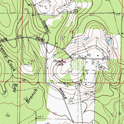 Topographic Map of Quave Cemetery, LA