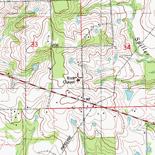 Topographic Map of Rick Chapel, LA