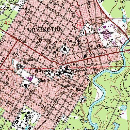 Topographic Map of Saint Scholastica Academy School, LA