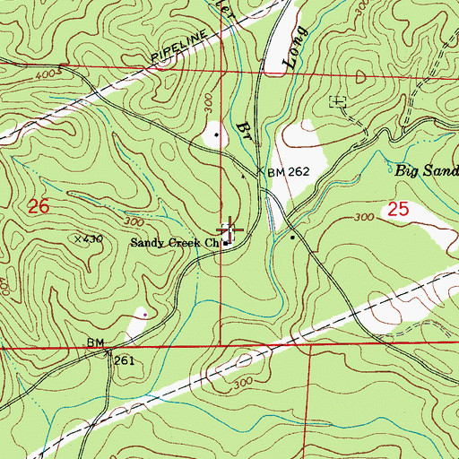 Topographic Map of Sandy Creek Cemetery, AL