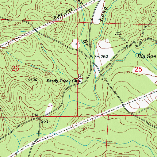 Topographic Map of Sandy Creek School (historical), AL