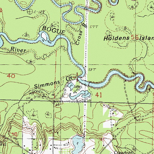 Topographic Map of Simmons Creek, LA
