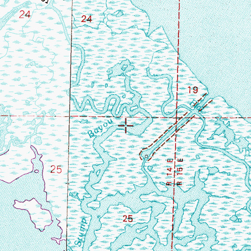 Topographic Map of Stump Bayou, LA