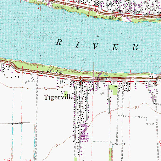 Topographic Map of Tigerville, LA