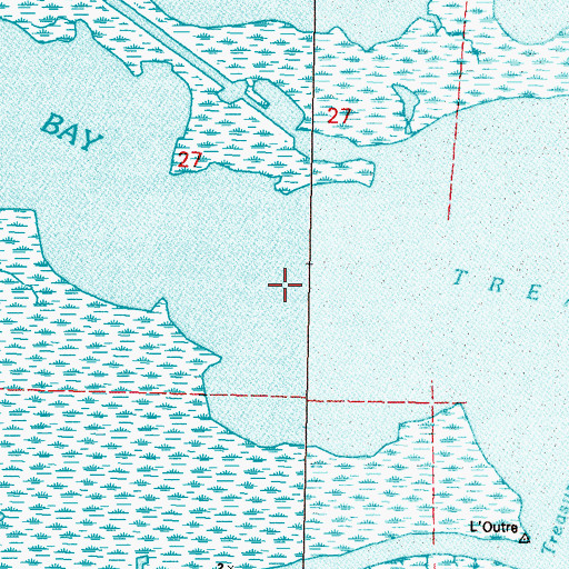 Topographic Map of Treasure Bay, LA