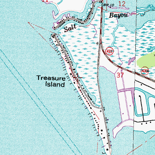 Topographic Map of Treasure Island, LA