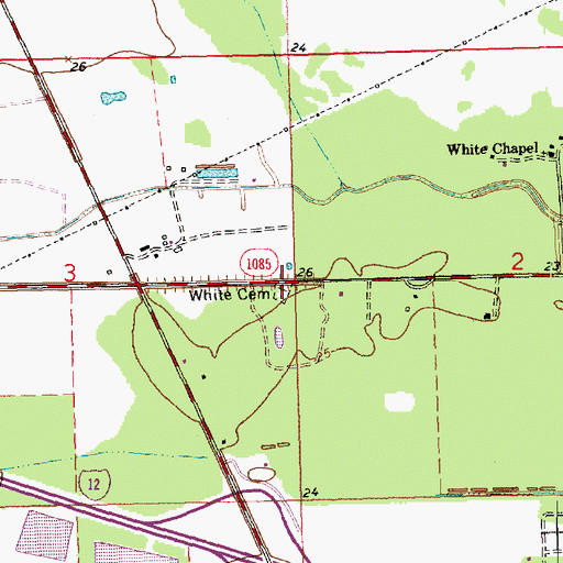 Topographic Map of White Cemetery, LA