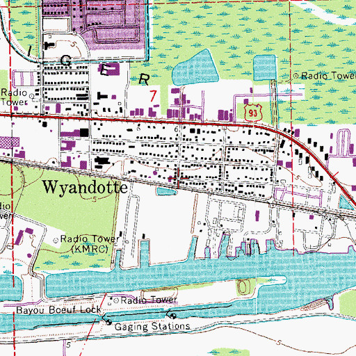 Topographic Map of Wyandotte, LA