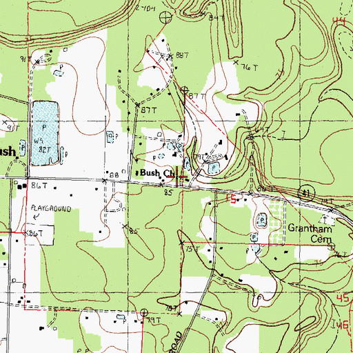 Topographic Map of Bush Church, LA