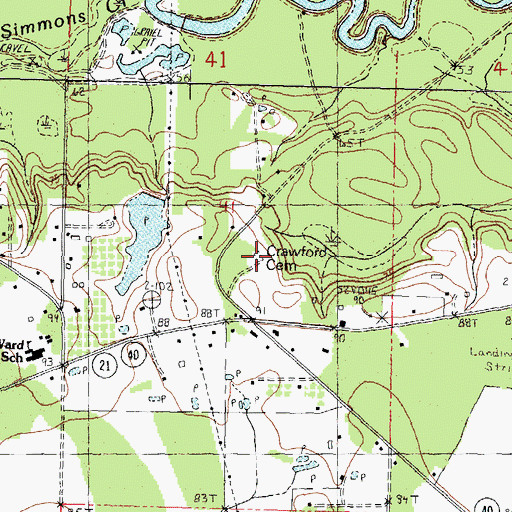 Topographic Map of Crawford Cemetery, LA
