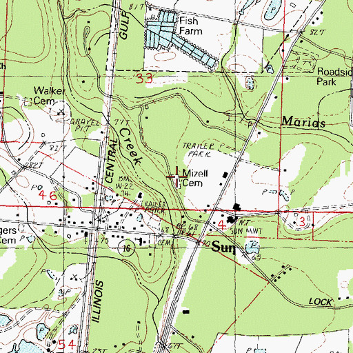 Topographic Map of Mizell Cemetery, LA
