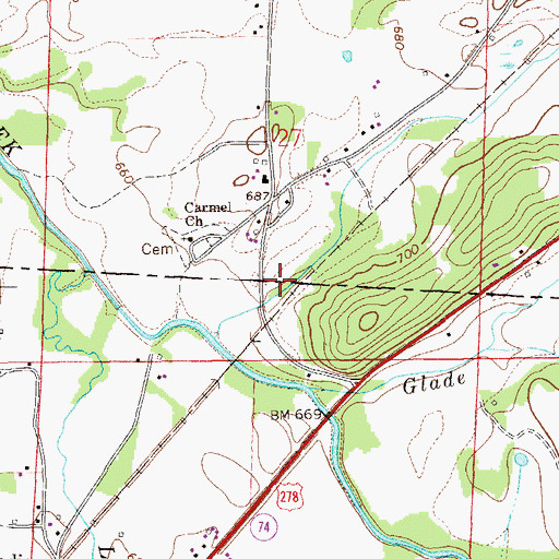 Topographic Map of Old Goshen Center (historical), AL