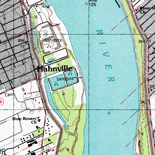 Topographic Map of Hahnville Landing, LA