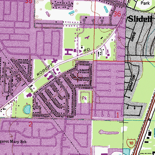 Topographic Map of Audubon Place Plaza, LA