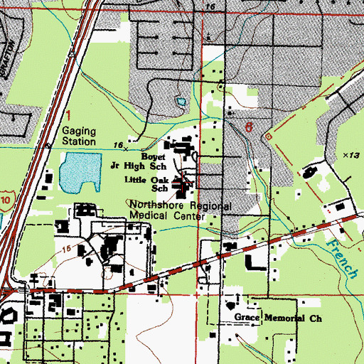 Topographic Map of Little Oak Middle School, LA