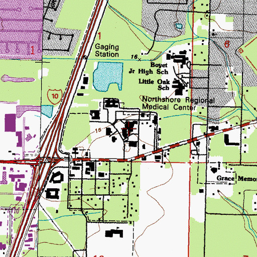 Topographic Map of Ochsner Medical Center North Shore, LA