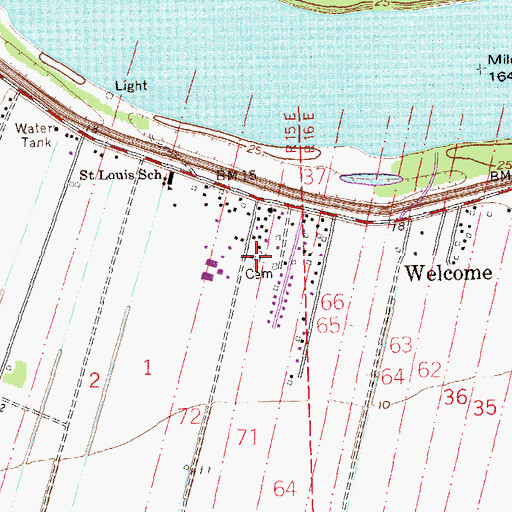 Topographic Map of Mount Calvary Cemetery, LA
