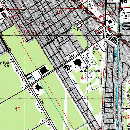 Topographic Map of Shirley Johnson Gretna Park Elementary School, LA