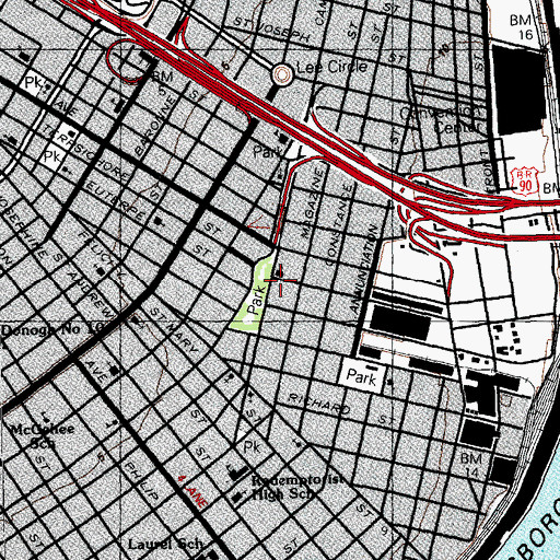 Topographic Map of Andrew Jackson Elementary School (historical), LA