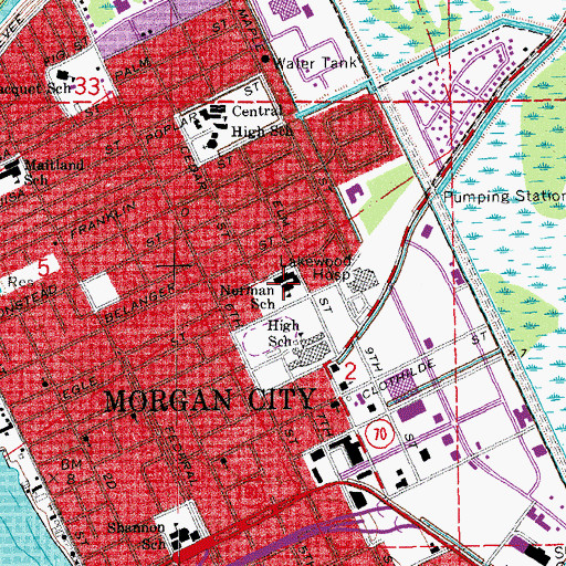 Topographic Map of M.E. Norman Elementary School, LA