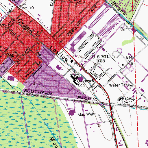 Topographic Map of Oaklawn Junior High School, LA
