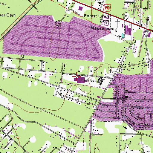 Topographic Map of Bayou Woods Elementary School, LA