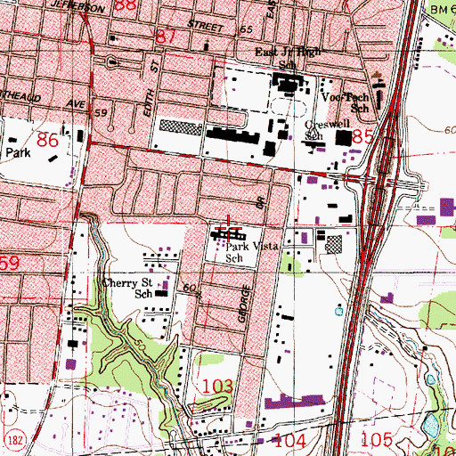 Topographic Map of Park Vista Elementary School, LA