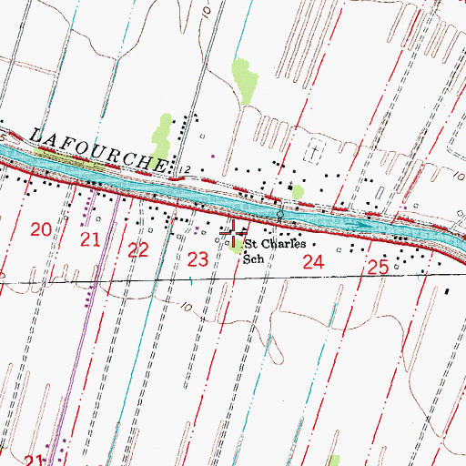 Topographic Map of St Charles Elementary School, LA