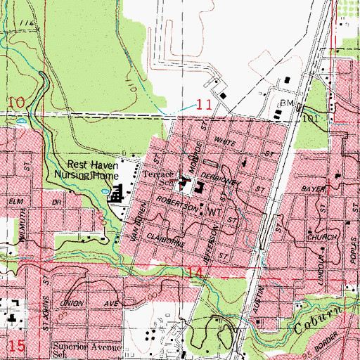 Topographic Map of Terrace Elementary School, LA