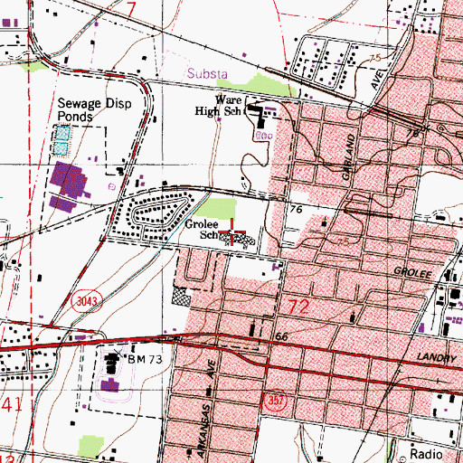 Topographic Map of Grolee Elementary School, LA