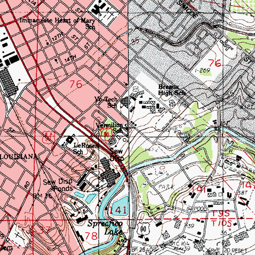 Topographic Map of Vermilion Elementary School (historical), LA