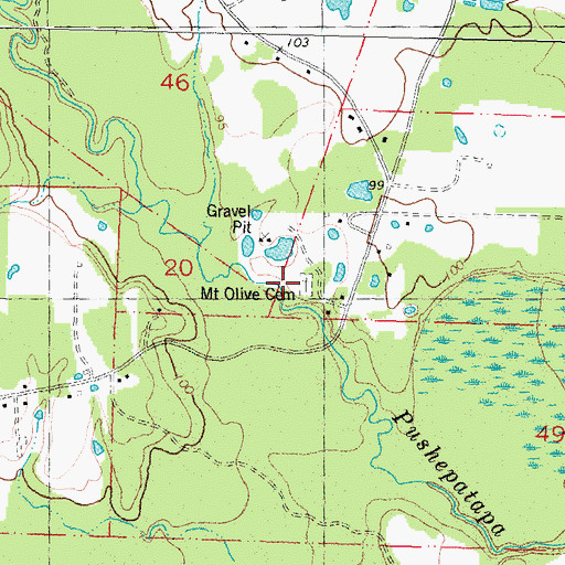 Topographic Map of Mount Olive Cemetery, LA