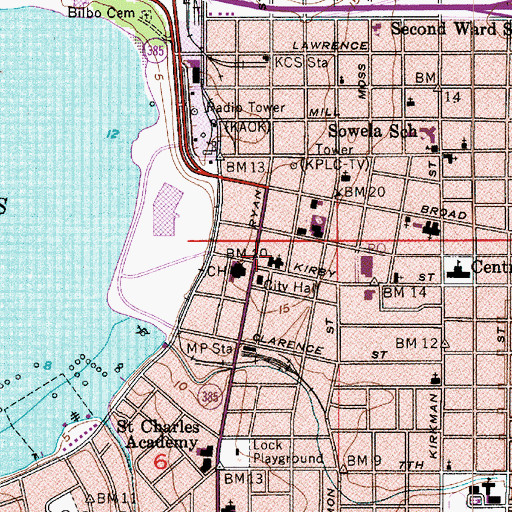 Topographic Map of Lake Charles, LA