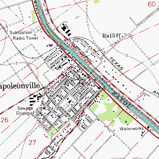 Topographic Map of Napoleonville, LA