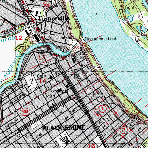 Topographic Map of Plaquemine, LA