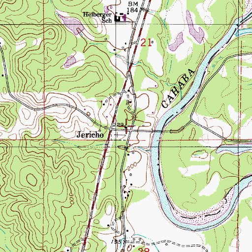 Topographic Map of Heiberger Methodist Church, AL
