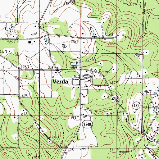 Topographic Map of Verda Post Office, LA