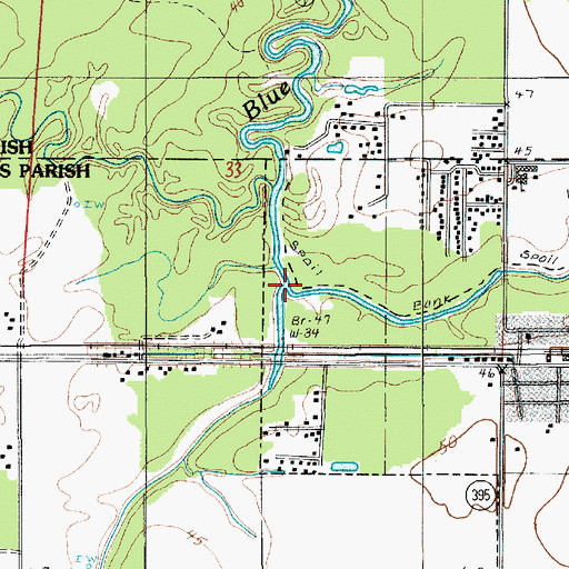 Topographic Map of Greens Gully, LA