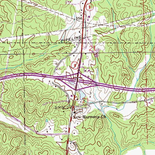 Topographic Map of Interchange 199, AL