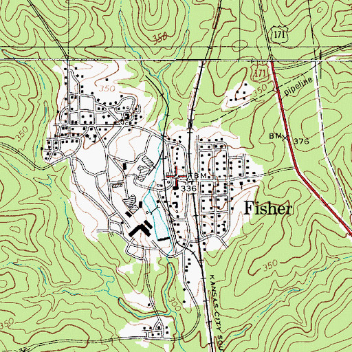 Topographic Map of Fisher Post Office, LA